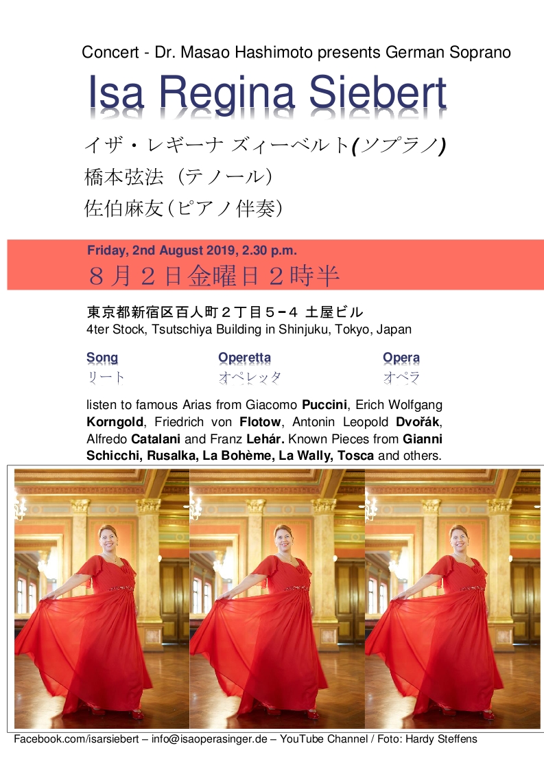 Isa Regina Siebert Opera Singer - first concert in Tokyo