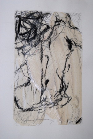 rückenakt, 30 x 24 cm, acryl/kohle auf papier, 2011