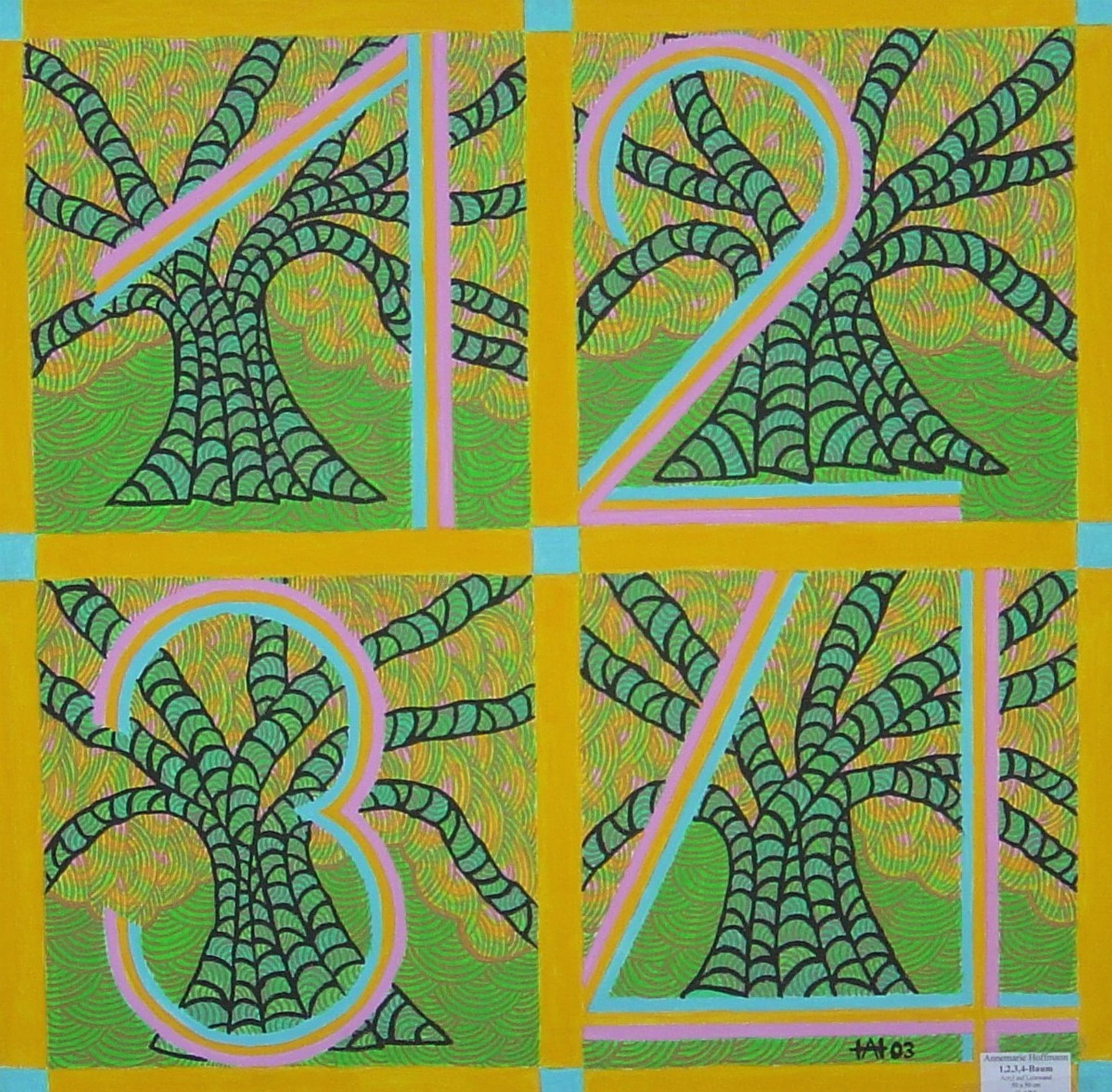 1,2,3,4-Bäume, 50 x 50 cm 