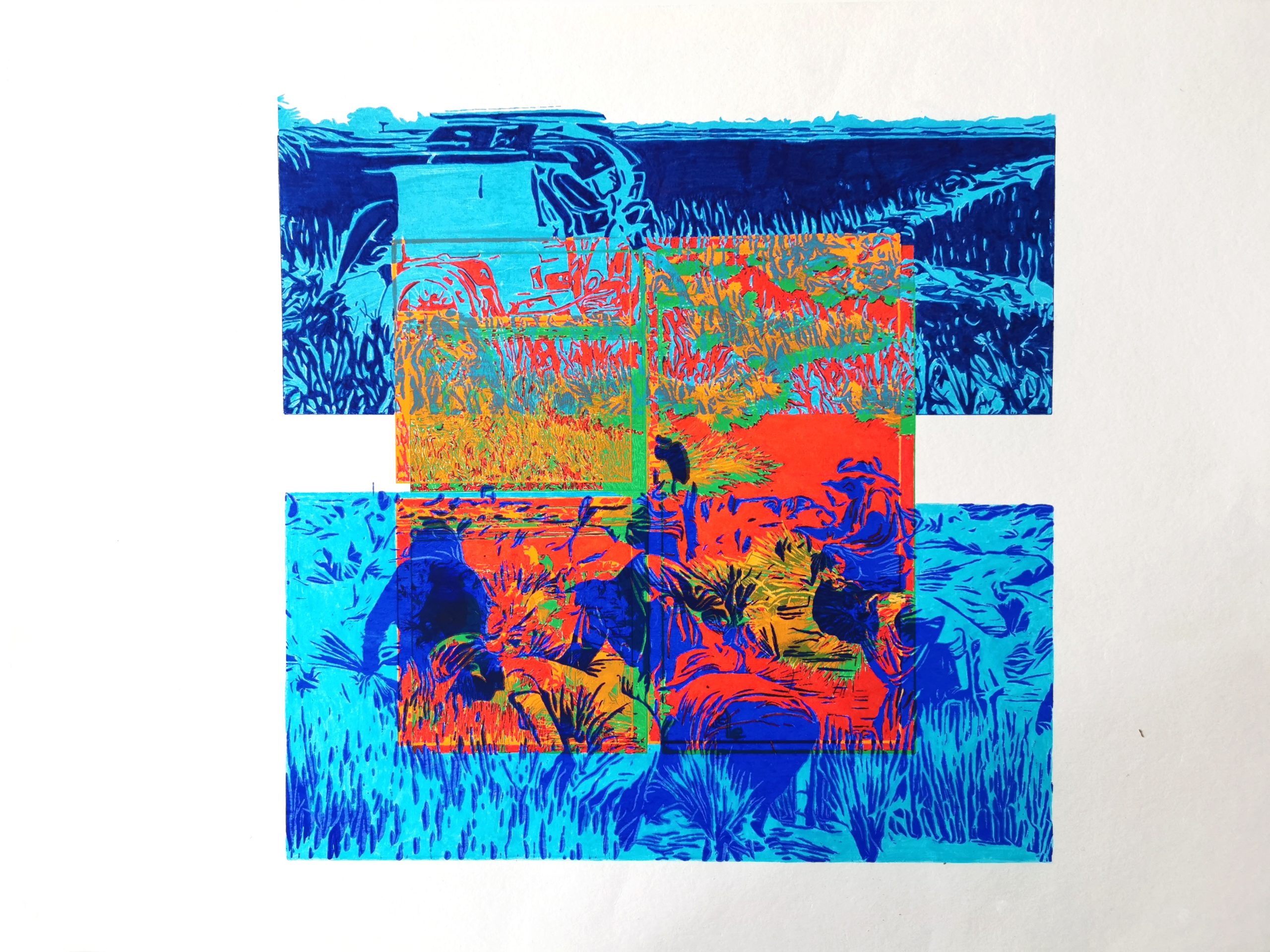 Blue Rice Field, 50x70