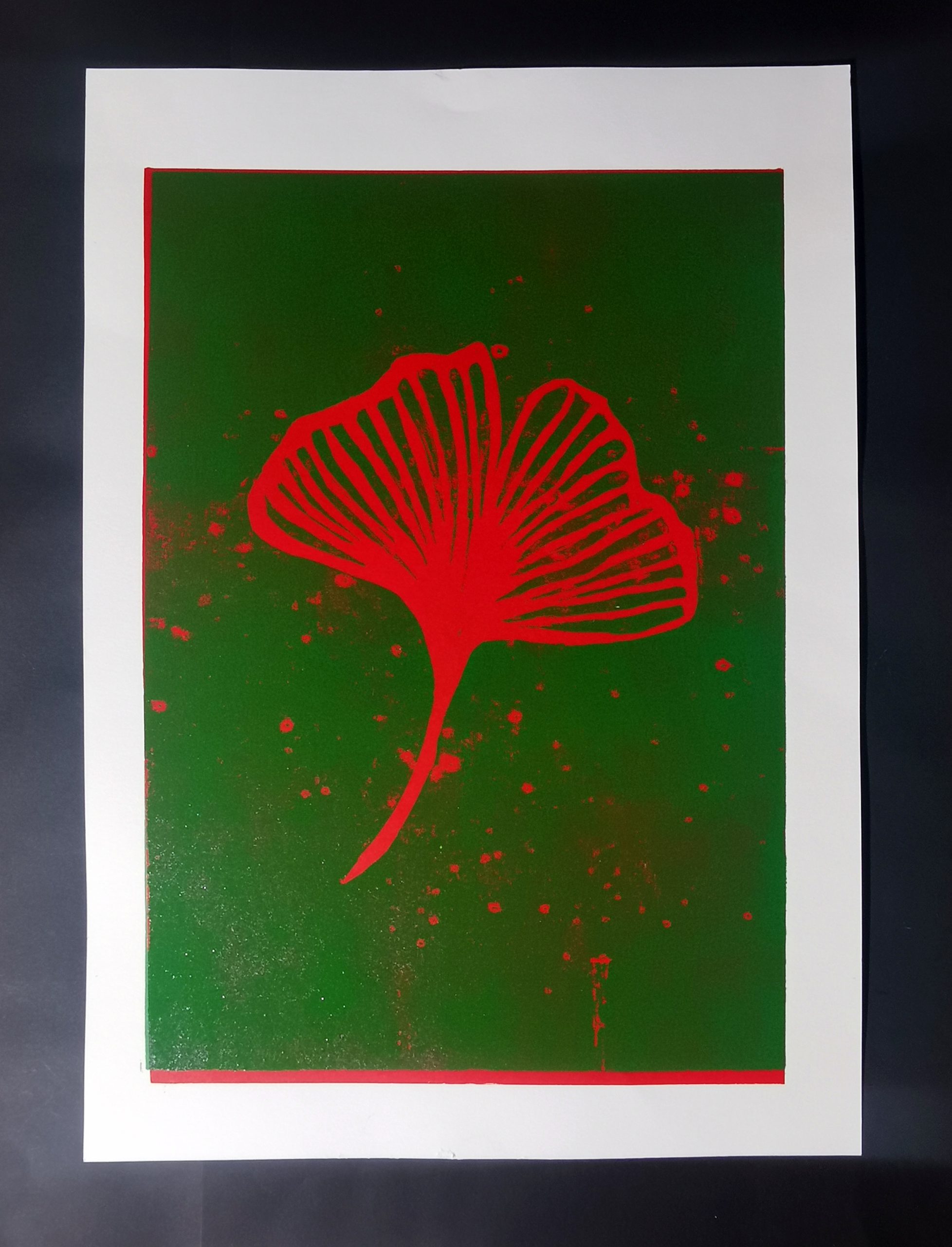 Red on Green Ginkgo, A2