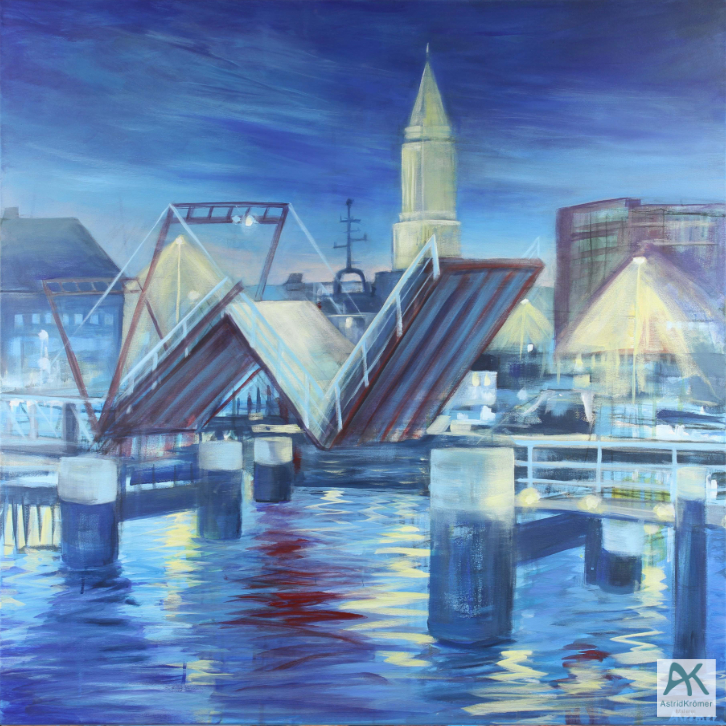 Acryl auf Leinwand, 100x100cm, Kieler Hörnbrücke, 2021