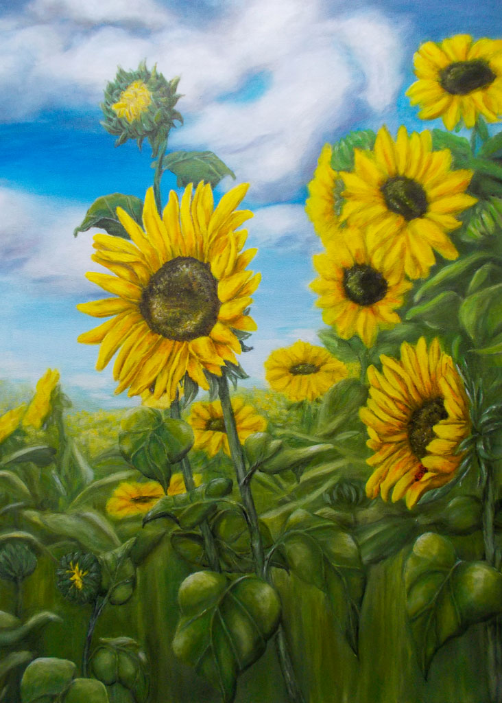 Sonnenblumen - Auftragsarbeit, 50 x 70 cm, Acryl